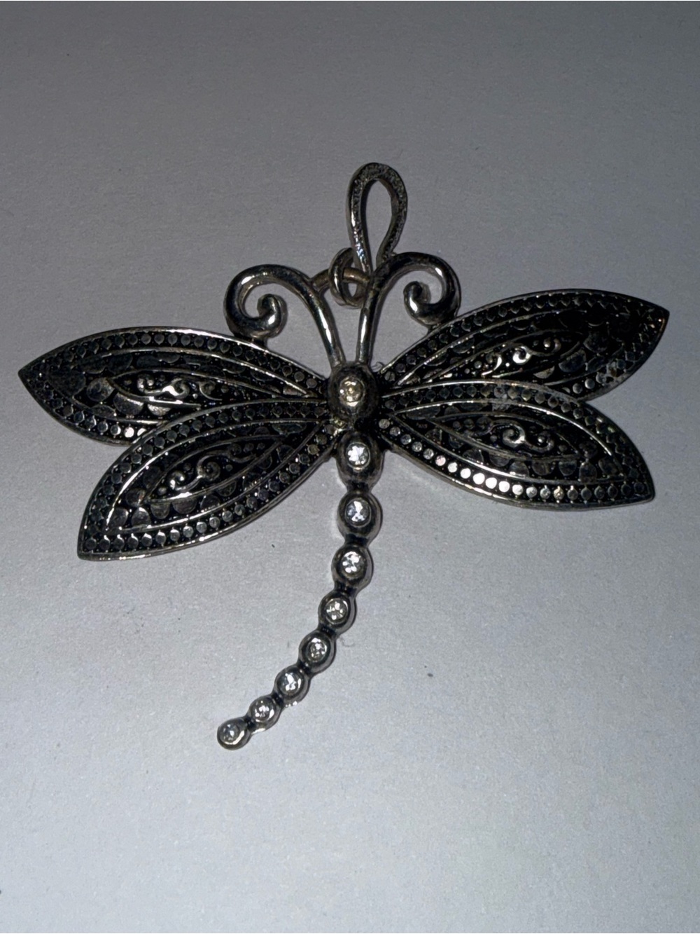 Vintage Silver Dragonfly Filigree in Pendant